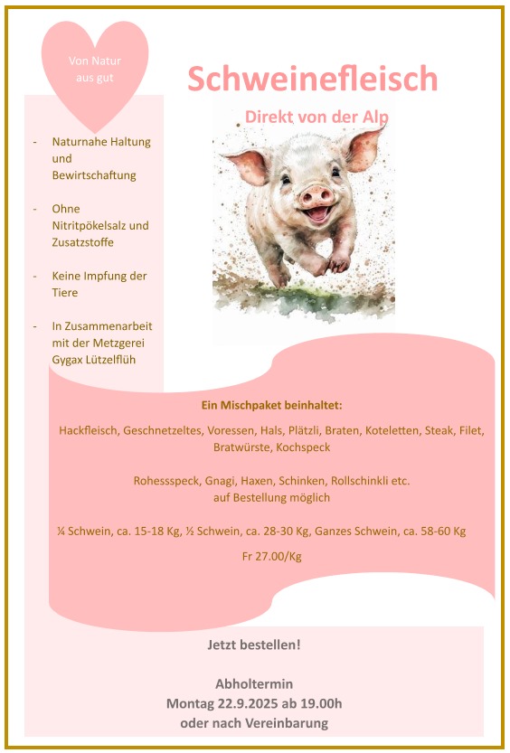 Fleisch vom Alpschwein